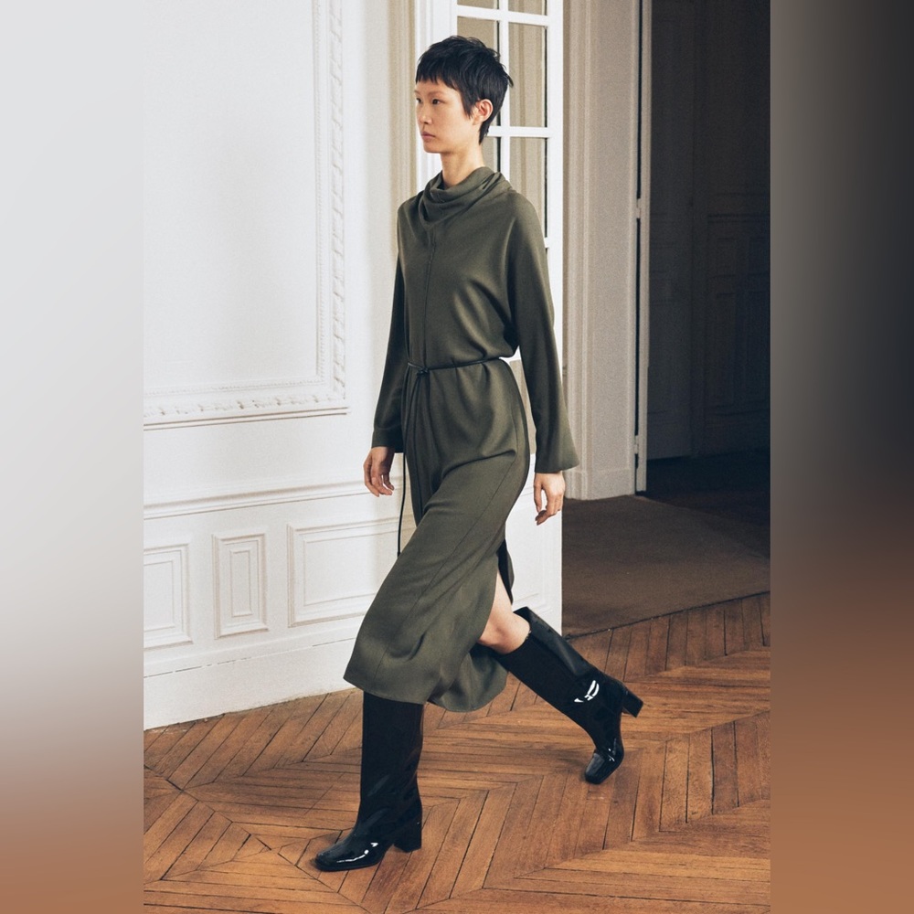 Zara Olive Green Midi‎ Dress